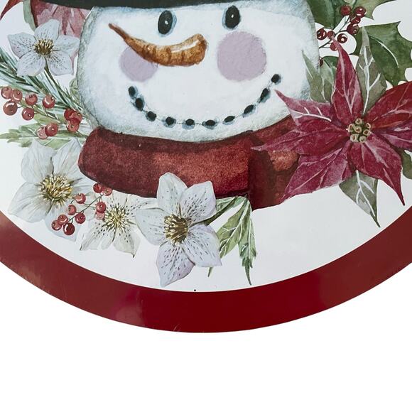 Christmas Cork Backed Hard Placemats 15in Holiday Snowman & Poinsettia 4pc New - Picture 2 of 9